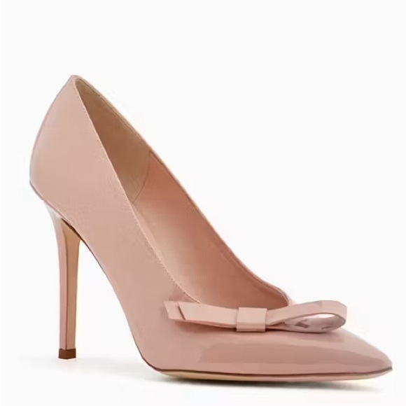 Kate Spade blush pink patent leather Lamare stilettos with bows - size 9 NWT - Picture 1 of 8